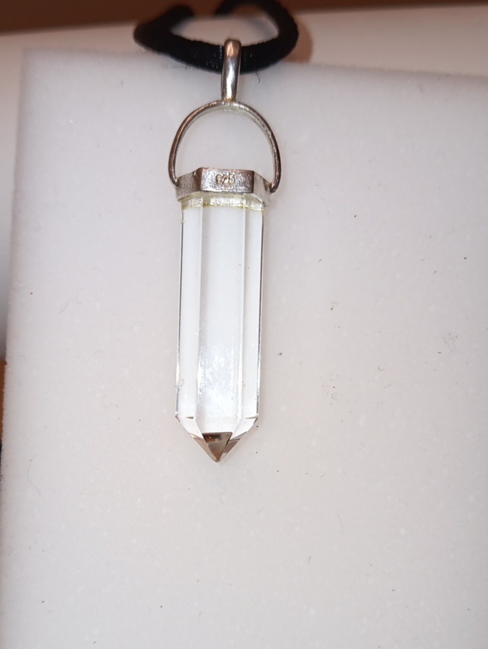 Genuine 925 Sterling Silver Clear Quartz Point Pendant